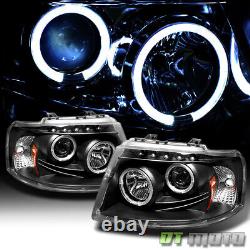 Blk 2003-2006 Ford Expedition LED Halo Projector Headlights Headlamps Left+Right