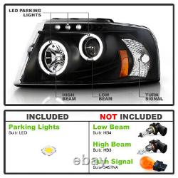 Blk 2003-2006 Ford Expedition LED Halo Projector Headlights Headlamps Left+Right