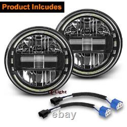 Brightest for Ford Mustang 1965-1978 Pair 7 LED Headlights Halo Angel Eyes DRL