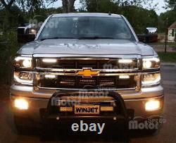 Chrome Headlights For 2014-2015 Chevy Silverado LED DRL Light Bar Headlamps PAIR