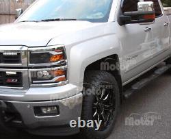 Chrome Headlights For 2014-2015 Chevy Silverado LED DRL Light Bar Headlamps PAIR