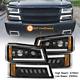 Dot Led Headlights For 2003-2006 Chevy Silverado Avalanche Signal Bumper Lamps