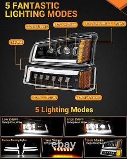 DOT LED Headlights For 2003-2006 Chevy Silverado Avalanche Signal Bumper Lamps