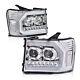 Dual Projector Led Headlights Chrome Fit For 2007-2014 Gmc Sierra 1500 2500 3500