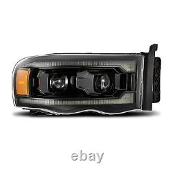 FIT 02-05 Dodge Ram 1500/2500/3500 LED Drl Dual Projector Headlights Alpha Black