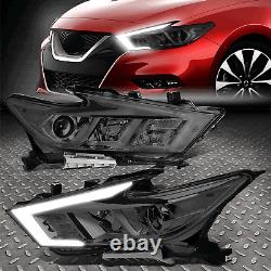 FOR 16-18 NISSAN MAXIMA S SL SV SMOKED CLEAR PROJECTOR HEADLIGHTS With LED DRL