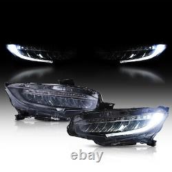 FULL LED Sequential Turn Signal Projector Headlights For 2016-2021 Honda Civic