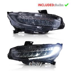 FULL LED Sequential Turn Signal Projector Headlights For 2016-2021 Honda Civic