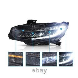 FULL LED Sequential Turn Signal Projector Headlights For 2016-2021 Honda Civic