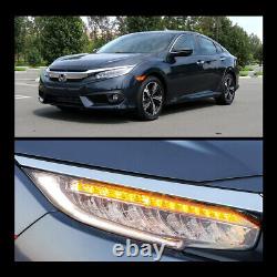 FULL LED Sequential Turn Signal Projector Headlights For 2016-2021 Honda Civic