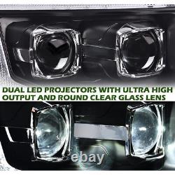 Fit For 2009-2014 Ford F-150 Dual LED Projector Black Headlights Left+Right