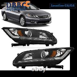 Fit For 2013-2015 Honda Accord Headlight Headlamp Halogen WithLED DRL LH RH