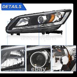 Fit For 2013-2015 Honda Accord Headlight Headlamp Halogen WithLED DRL LH RH