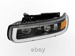 Fits 99-02 Chevy Silverado 00-06 Tahoe LED Projector Headlights+LED Bumper Lamps