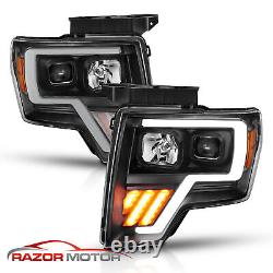 For 09-14 Ford F150 Pickup G3 Black LED Plank Projector Headlights with LED Signal