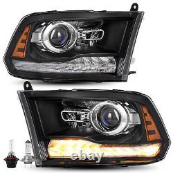 For 09-18 Dodge Ram 1500 10-18 2500 3500 Led Drl Projector Upgrade Headlights