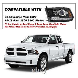 For 09-18 Dodge Ram 1500 10-18 2500 3500 Led Drl Projector Upgrade Headlights