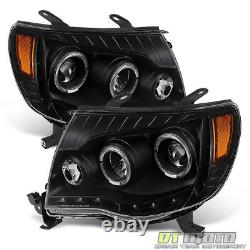 For 2005-2011 Toyota Tacoma DRL LED Halo Projector Headlights Headlamps Lights