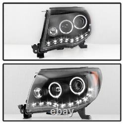 For 2005-2011 Toyota Tacoma DRL LED Halo Projector Headlights Headlamps Lights