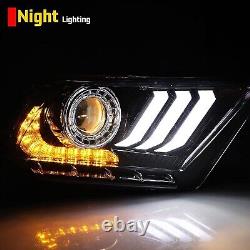 For 2010-2012 Ford Mustang Projector Headlights LED Sequential DRL Front Lamps