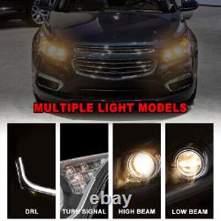 For 2011 2012 2013 2014 2015 Chevy Cruze Projector Headlights Black LED DRL PAIR