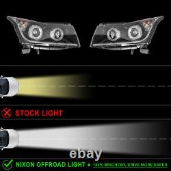 For 2011 2012 2013 2014 2015 Chevy Cruze Projector Headlights Black LED DRL PAIR