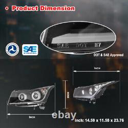 For 2011 2012 2013 2014 2015 Chevy Cruze Projector Headlights Black LED DRL PAIR