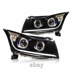 For 2011 2012 2013 2014 2015 Chevy Cruze Projector Headlights Black LED DRL PAIR