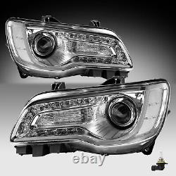 For 2011-2023 Chrysler 300 Halogen LED Headlights Chrome Clear Headlamp WithBulb