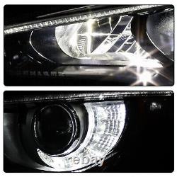 For 2014-2017 Infiniti Q50 LED DRL witho AFS Black Headlights Assembly Left+Right