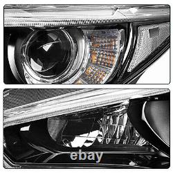 For 2014-2017 Infiniti Q50 LED DRL witho AFS Black Headlights Assembly Left+Right