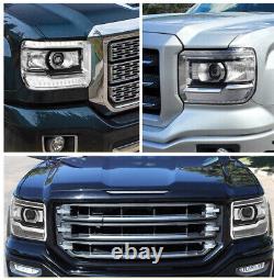 For 2014-2018 GMC Sierra 1500 2500 3500 Clear OE Style LED DRL Head Lights Lamps