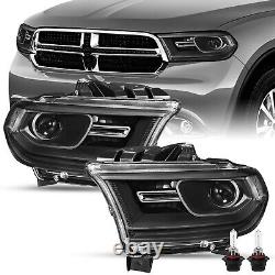 For 2014-2020 Dodge Durango Halogen Black Clear Coner Headlights WithBulbs LH & RH