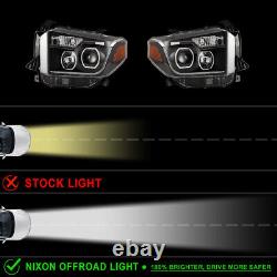 For 2014-2021 Toyota Tundra Projector Black Headlights LED DRL Bar Lamps Pair