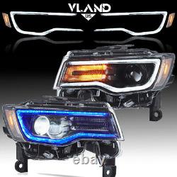 For 2014-22 Jeep Grand Cherokee VLAND Projector Full LED Headlights DRL Startup