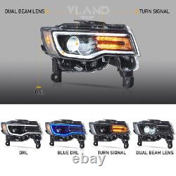 For 2014-22 Jeep Grand Cherokee VLAND Projector Full LED Headlights DRL Startup