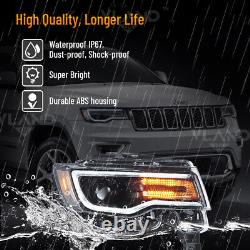 For 2014-22 Jeep Grand Cherokee VLAND Projector Full LED Headlights DRL Startup