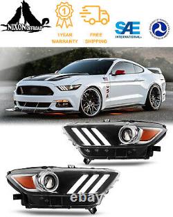 For 2015 2016 2017 Ford Mustang Headlights Projector Headlamps HID Xenon LED DRL