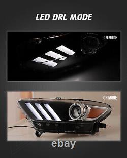 For 2015 2016 2017 Ford Mustang Headlights Projector Headlamps HID Xenon LED DRL