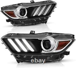 For 2015 2016 2017 Ford Mustang Headlights Projector Headlamps HID Xenon LED DRL