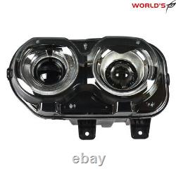 For 2015-2018 Dodge Challenger Coupe Headlights LED DRL Black Left+Right Side