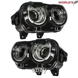 For 2015-2018 Dodge Challenger Coupe Headlights LED DRL Black Left+Right Side