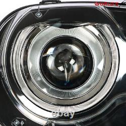 For 2015-2018 Dodge Challenger Coupe Headlights LED DRL Black Left+Right Side