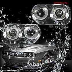 For 2015-2018 Dodge Challenger Coupe Headlights LED DRL Black Left+Right Side