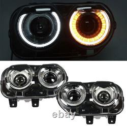 For 2015-2018 Dodge Challenger Headlights With LED DRL Black Housing Right&Left