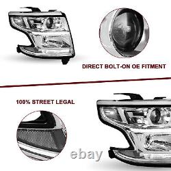 For 2015-2020 Chevy Tahoe Suburban LED DRL Chrome Projector Headlights with Bulbs