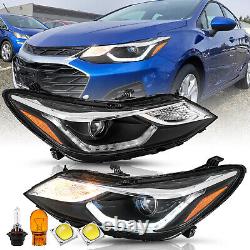 For 2016 2017 2018 2019 Chevy Cruze with LED DRL Projector Headlights Left+Right