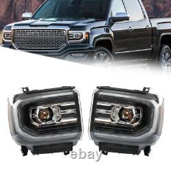 For 2016-2018 GMC Sierra 1500 Full LED Projector Headlight Headlamp Right+Left