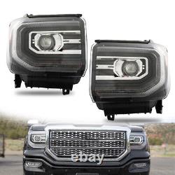 For 2016-2018 GMC Sierra 1500 Full LED Projector Headlight Headlamp Right+Left