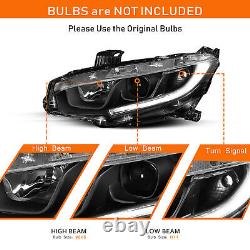 For 2016-2021 Honda Civic Black LED DRL Projector Headlights Clear Headlamps L+R